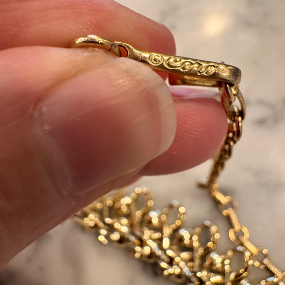 Coro Gold Tone Ribbon Link Choker Necklace w/ Aurora Borealis Rhinestones, 16.5” - Picture 10 of 10